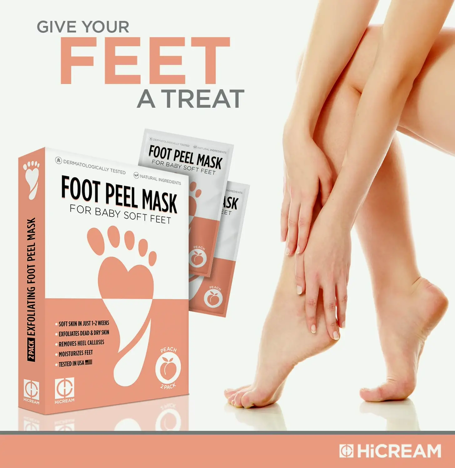 Footcare Exfoliant Mask - 2 pairs, Peach Scent