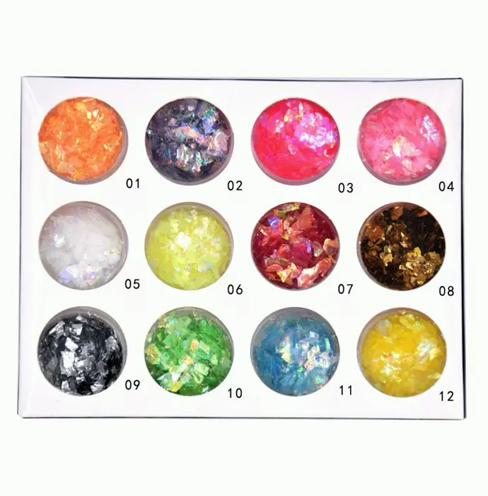 Nail Design Shimmer Mylar Slices 12 Colors