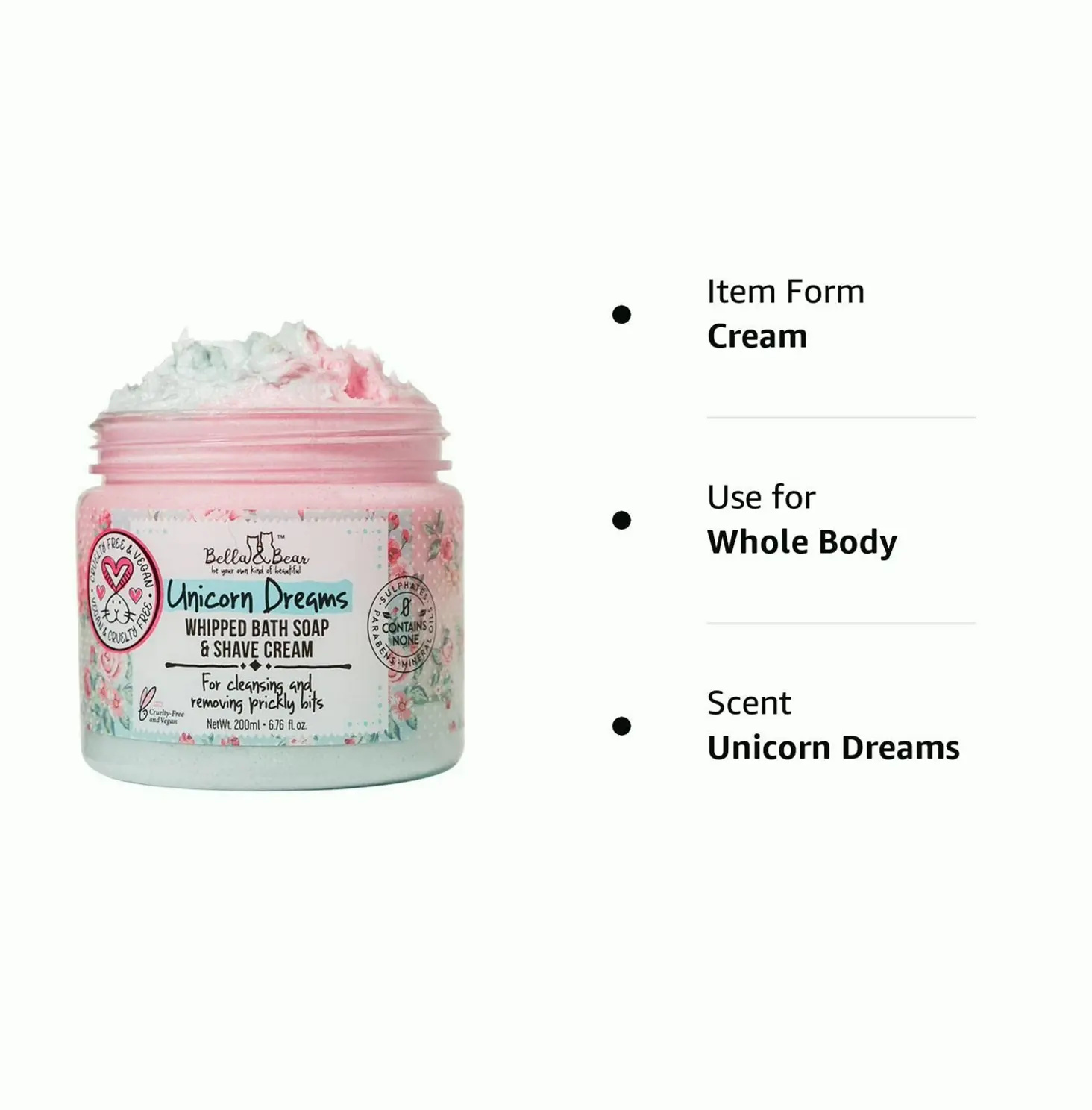 Bella & Bear Unicorn Bath Soap, Vegan, 6.7oz