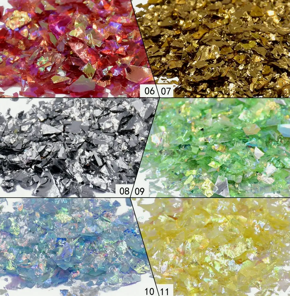 Nail Design Shimmer Mylar Slices 12 Colors