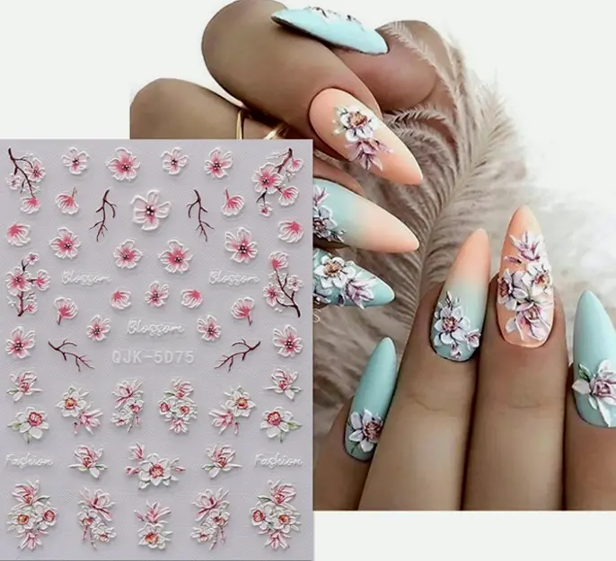 3D Spring Floral Nail Design Stickers