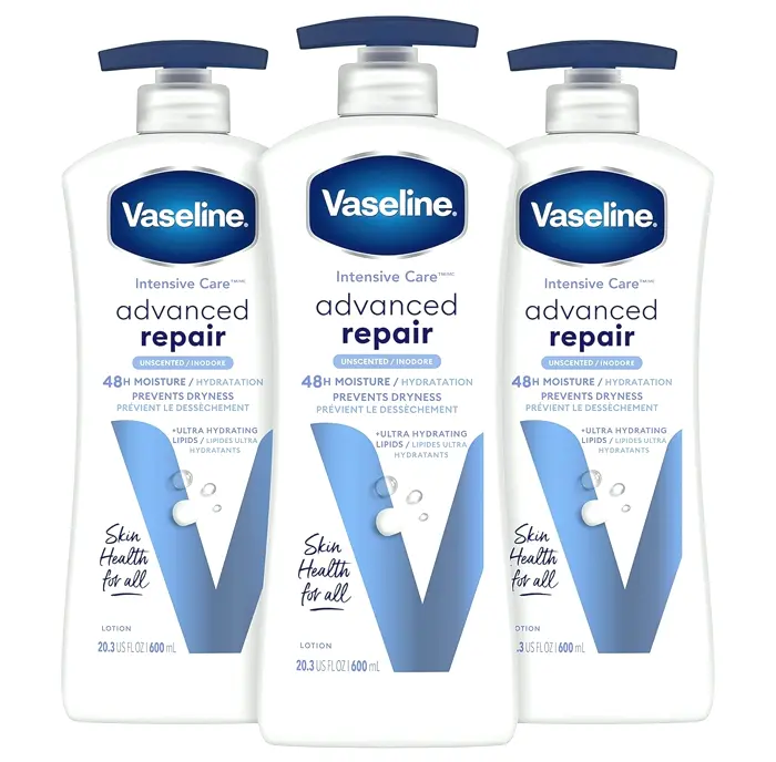 Vaseline Advanced Repair Fragrance-Free Body Lotion, 20.3 oz, Pack of 3