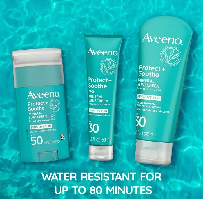 Aveeno Shield + Soothe Face Natural Sunscreen SPF 30, Weightless, Water-Resistant, 1.7 fl. oz.