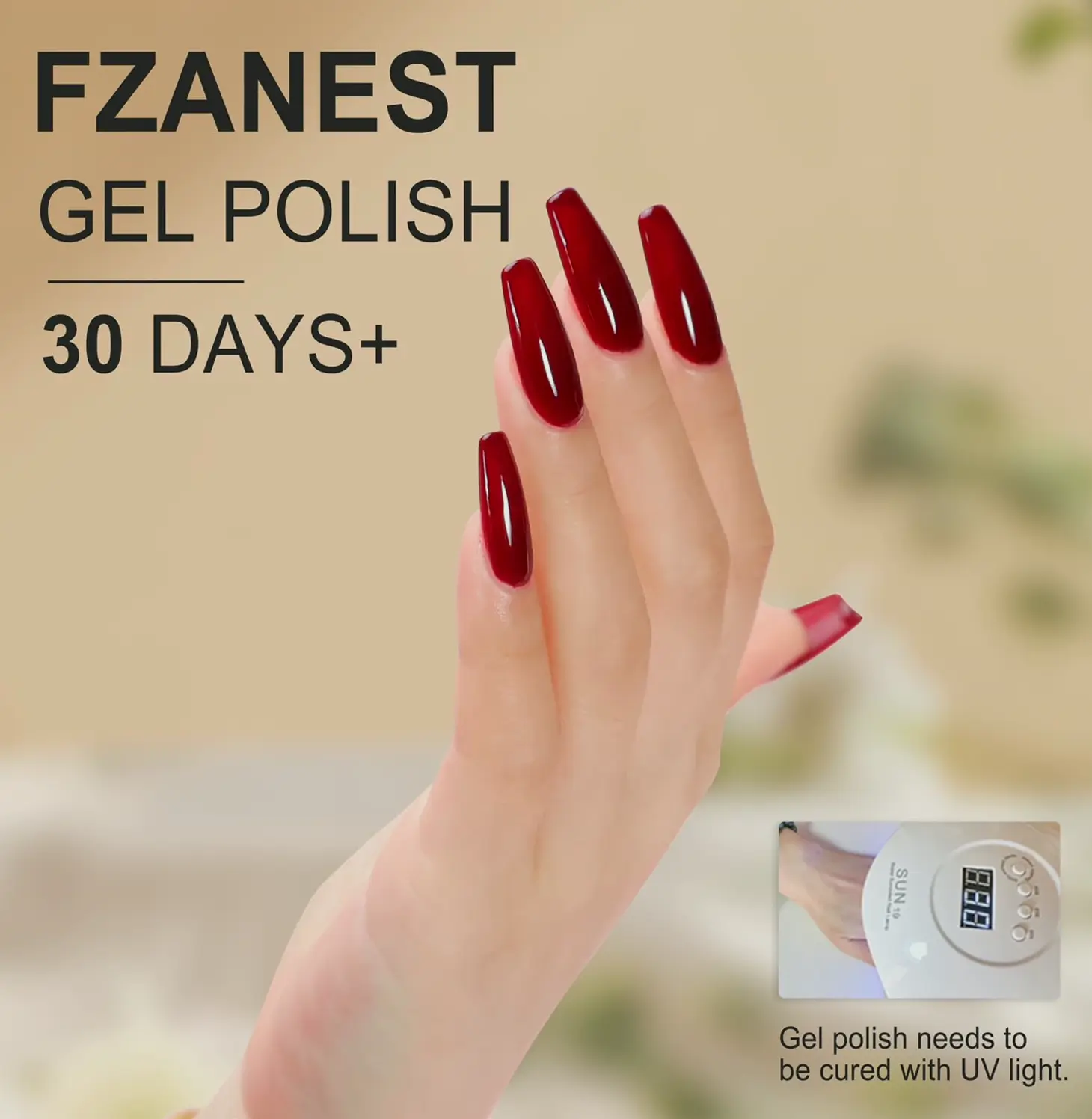 Jelly Dark Red Polish Nail Design