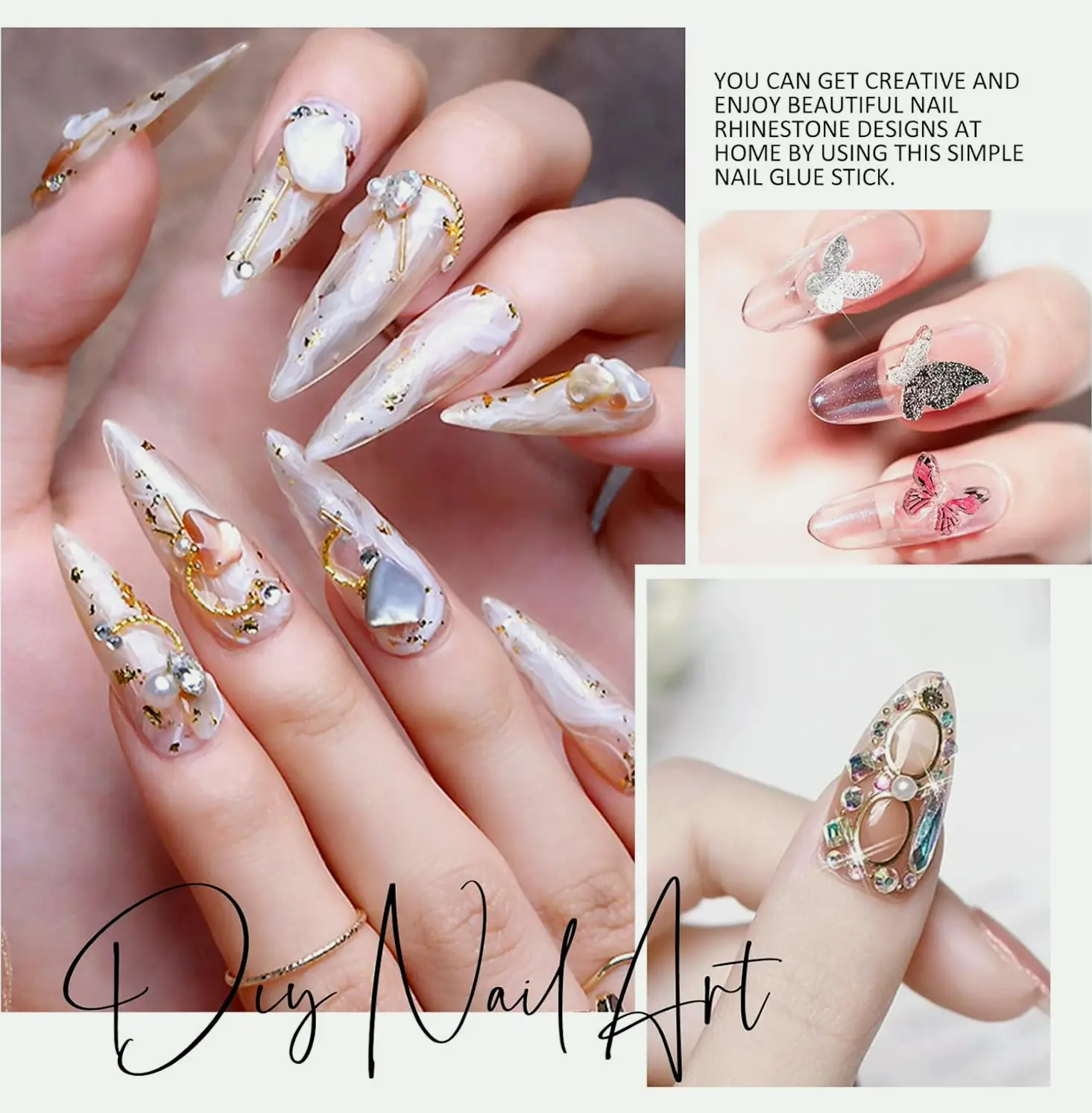 Ownest 2 Pieces Nail Glue Stick Resin Polishing Tool, Adhesive Decorative Crystal Diamond Accessory, Need Light - 10ml