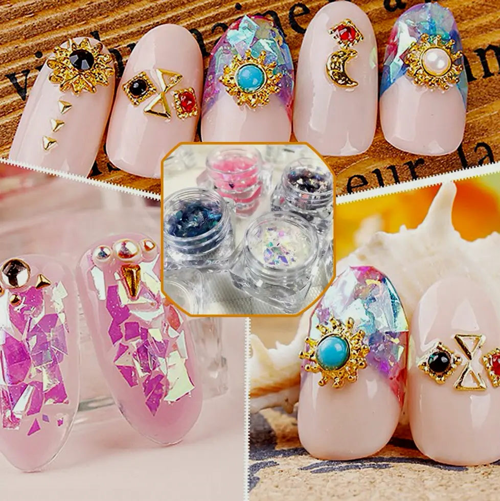 Nail Design Shimmer Mylar Slices 12 Colors
