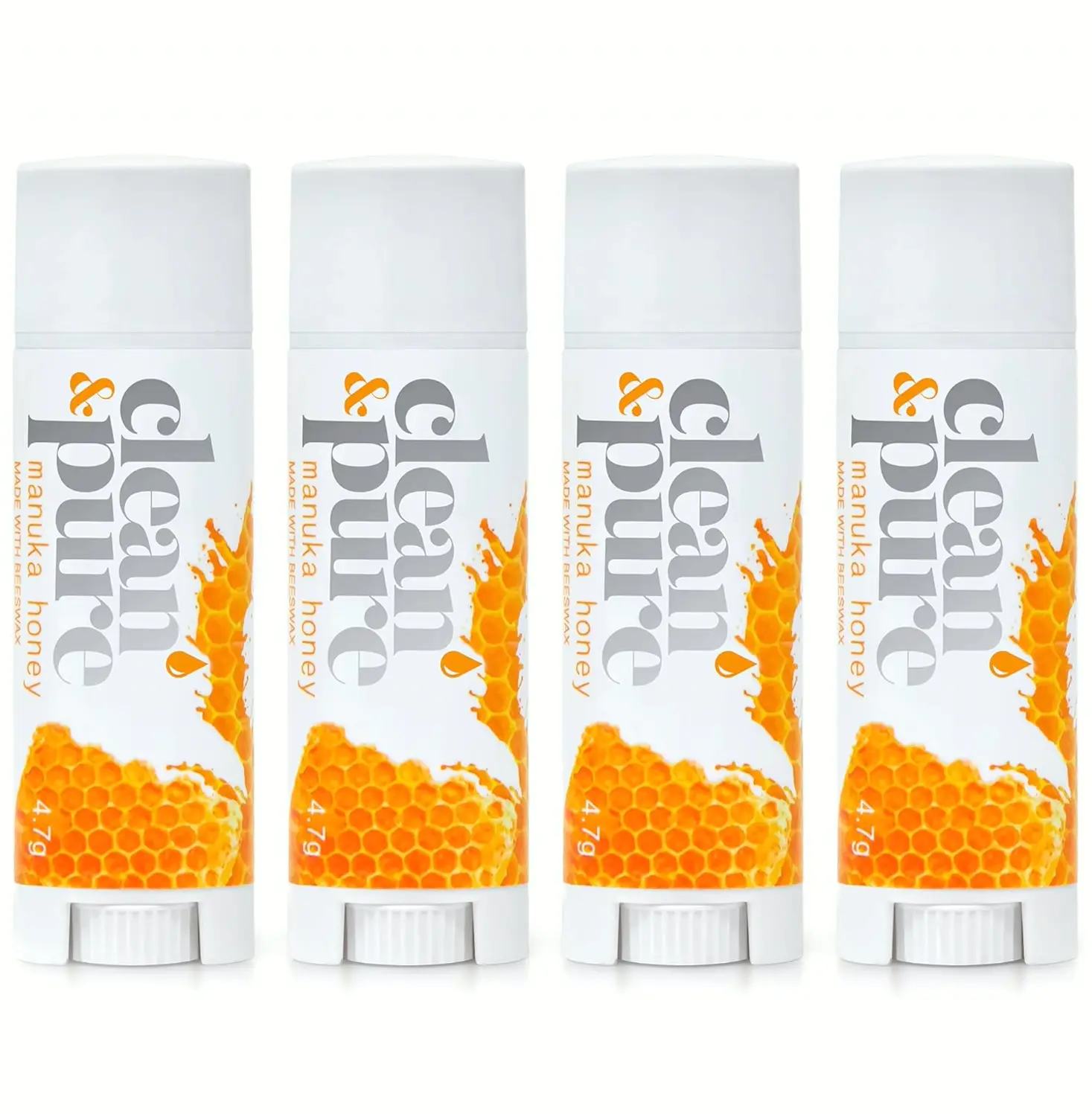 Clean Beekeeper’s Favorite Lip Balms, 4-Pack Lip Care w/ Manuka Honey