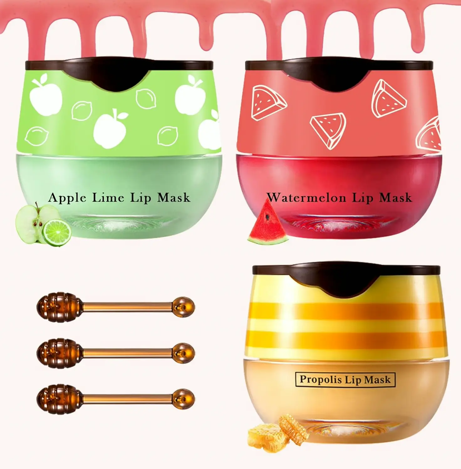 Set of 3 Honey Bee Lip Balm Honey Pot Variety