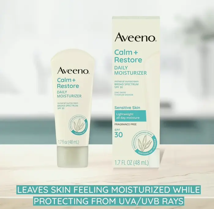 Aveno Moisturizing Lotion Broad Spectrum SPF 30 Sunblock for Delicate Skin 1.7 Fluid Oz