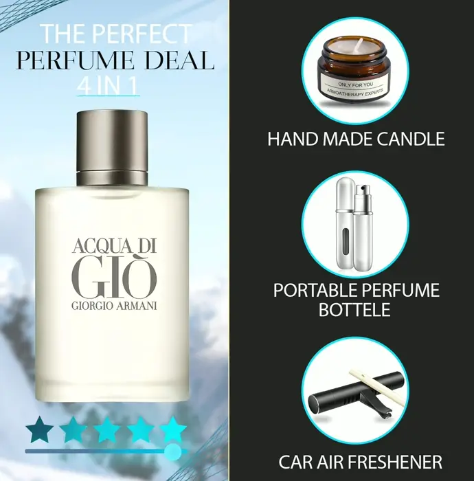 Aqua Di Gio Fragrance Set including Lavender Soy Candle