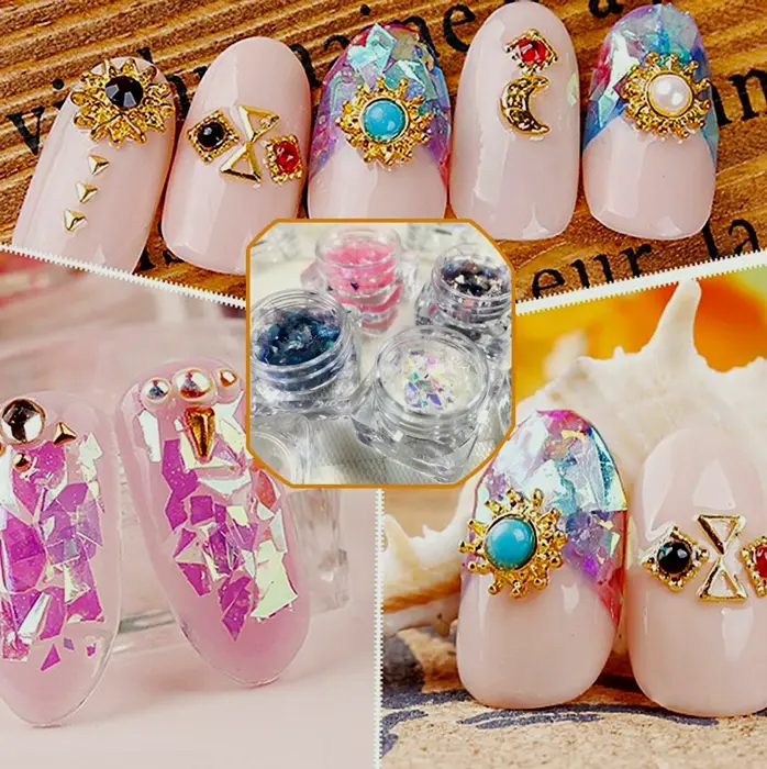 Nail Design Shimmer Mylar Slices 12 Colors