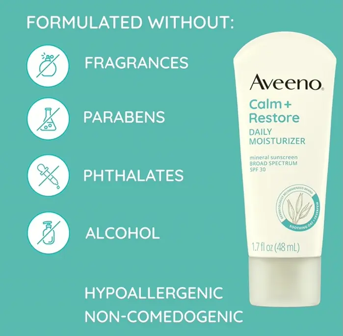 Aveno Moisturizing Lotion Broad Spectrum SPF 30 Sunblock for Delicate Skin 1.7 Fluid Oz