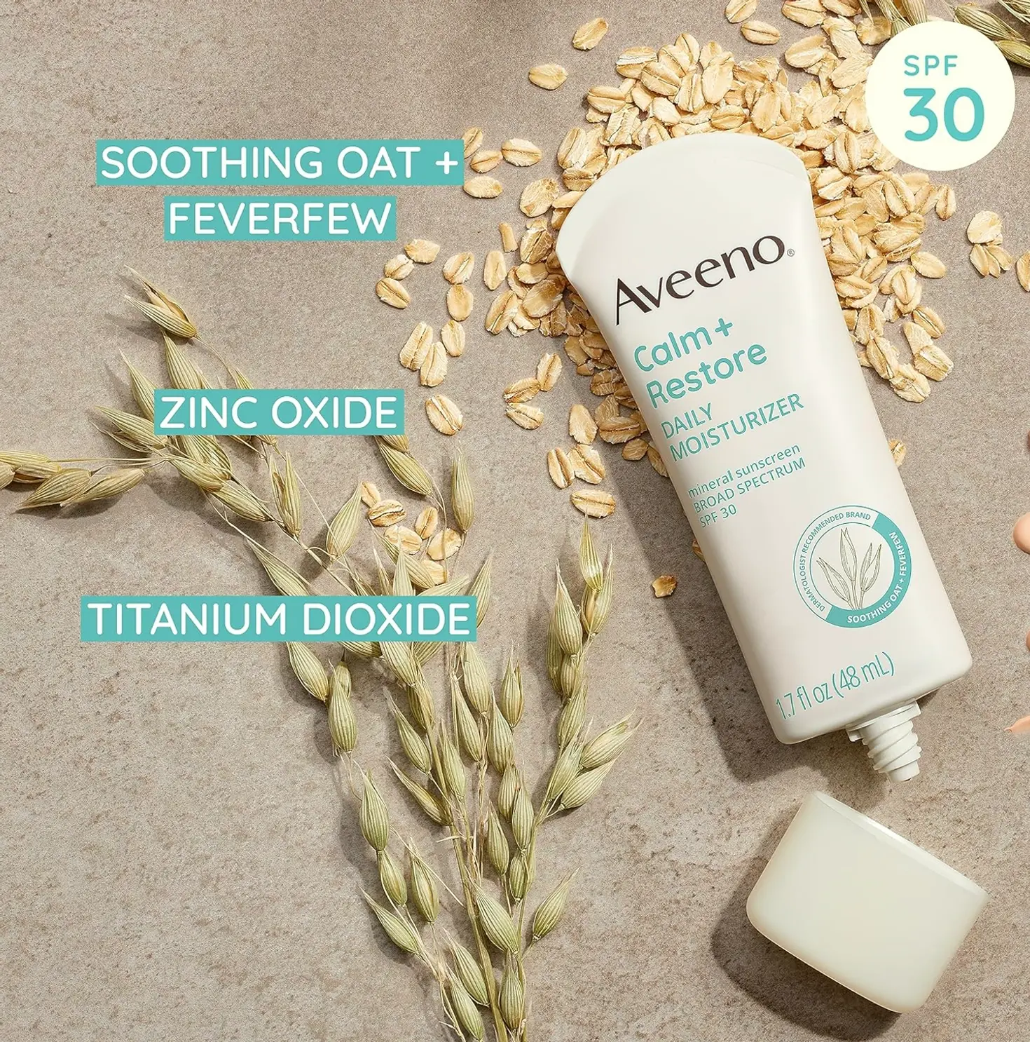 Aveno Moisturizing Lotion Broad Spectrum SPF 30 Sunblock for Delicate Skin 1.7 Fluid Oz
