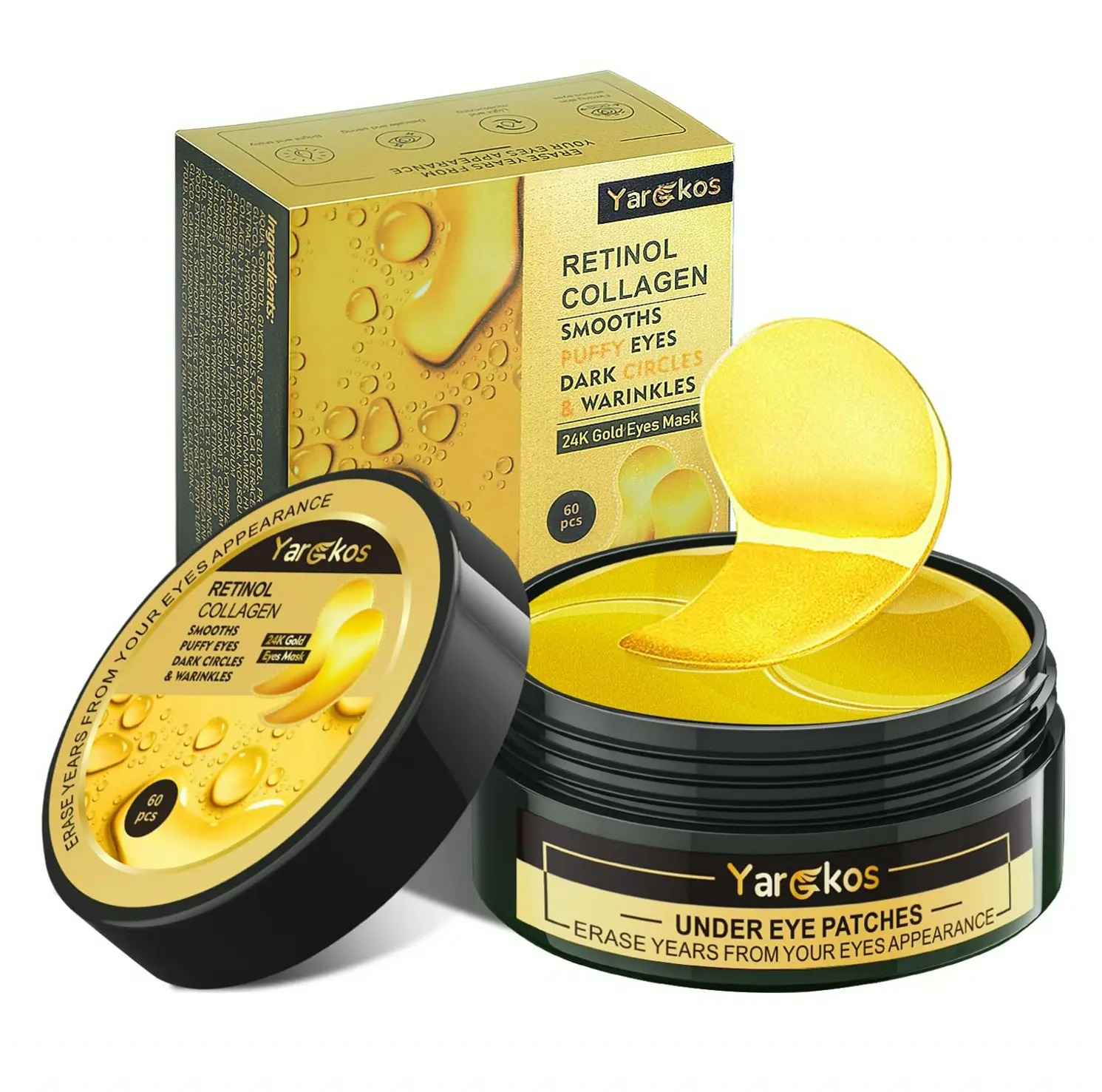 Pack 24K Eye Masks, 30 Pairs, Hydrating Treatment