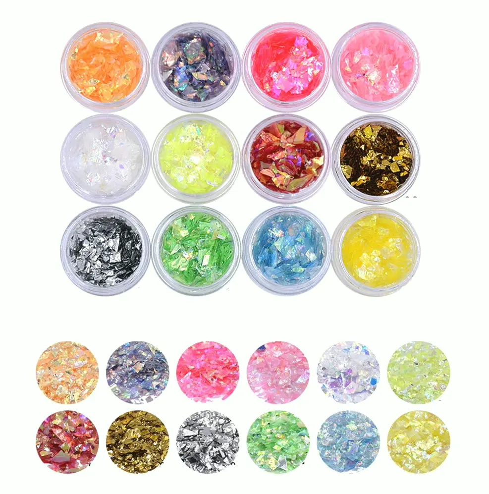 Nail Design Shimmer Mylar Slices 12 Colors