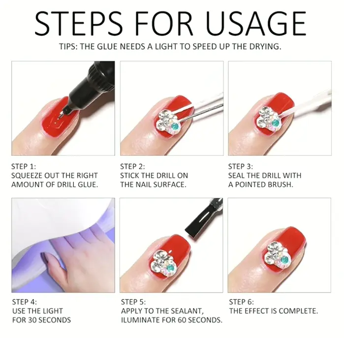 Ownest 2 Pieces Nail Glue Stick Resin Polishing Tool, Adhesive Decorative Crystal Diamond Accessory, Need Light - 10ml