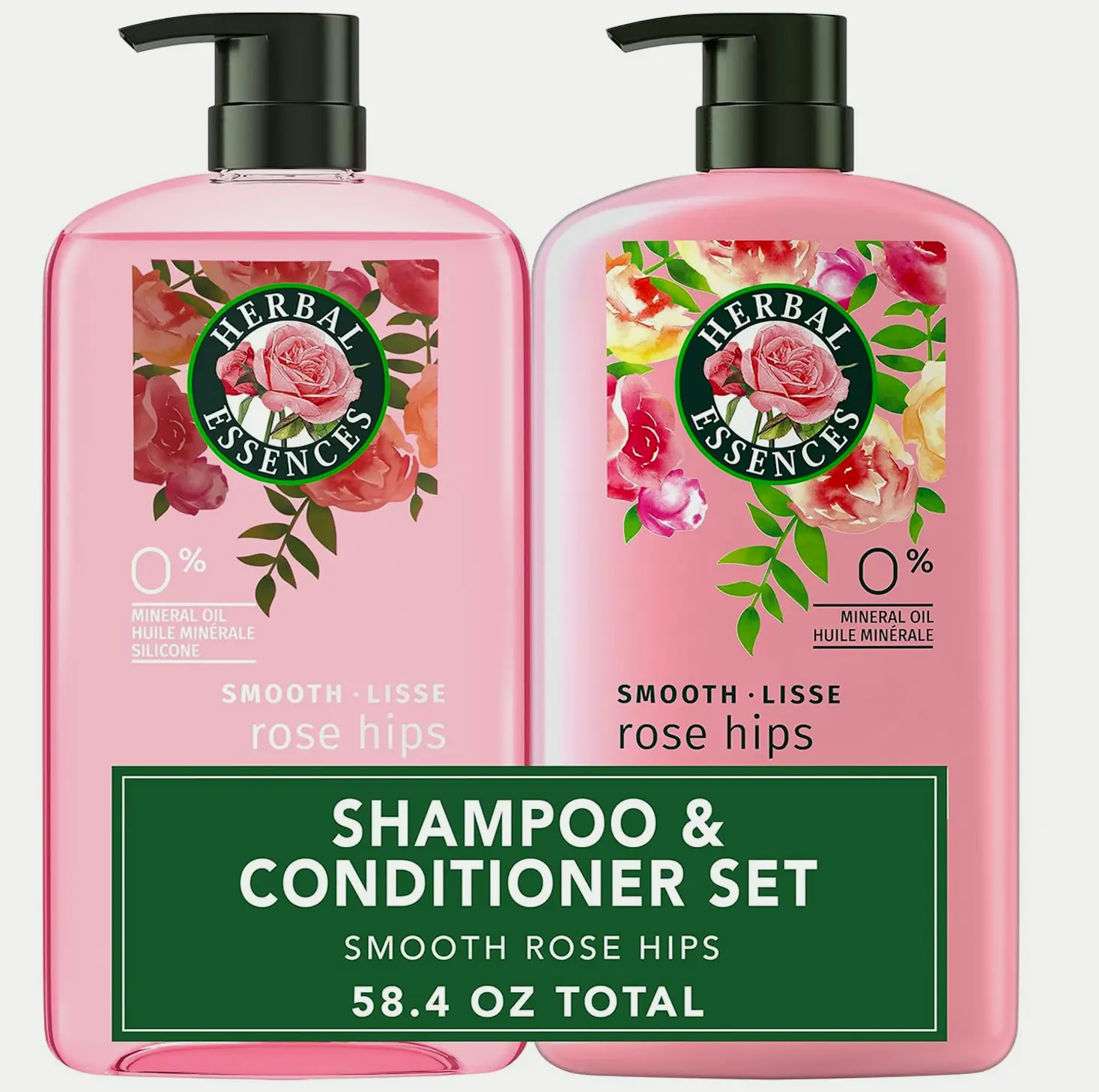 Herbal Essences Cleanser and Conditioner Collection, Smooth with Vitamin E, Rose Hips, Jojoba, 29.2 Fl Oz, 2 Pack