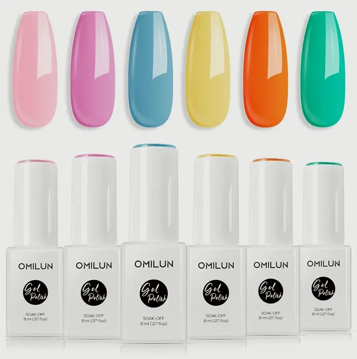 Summer Nail Gel Nail Kit, 6 Soft Colors