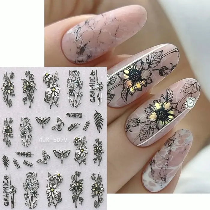3D Spring Floral Nail Design Stickers
