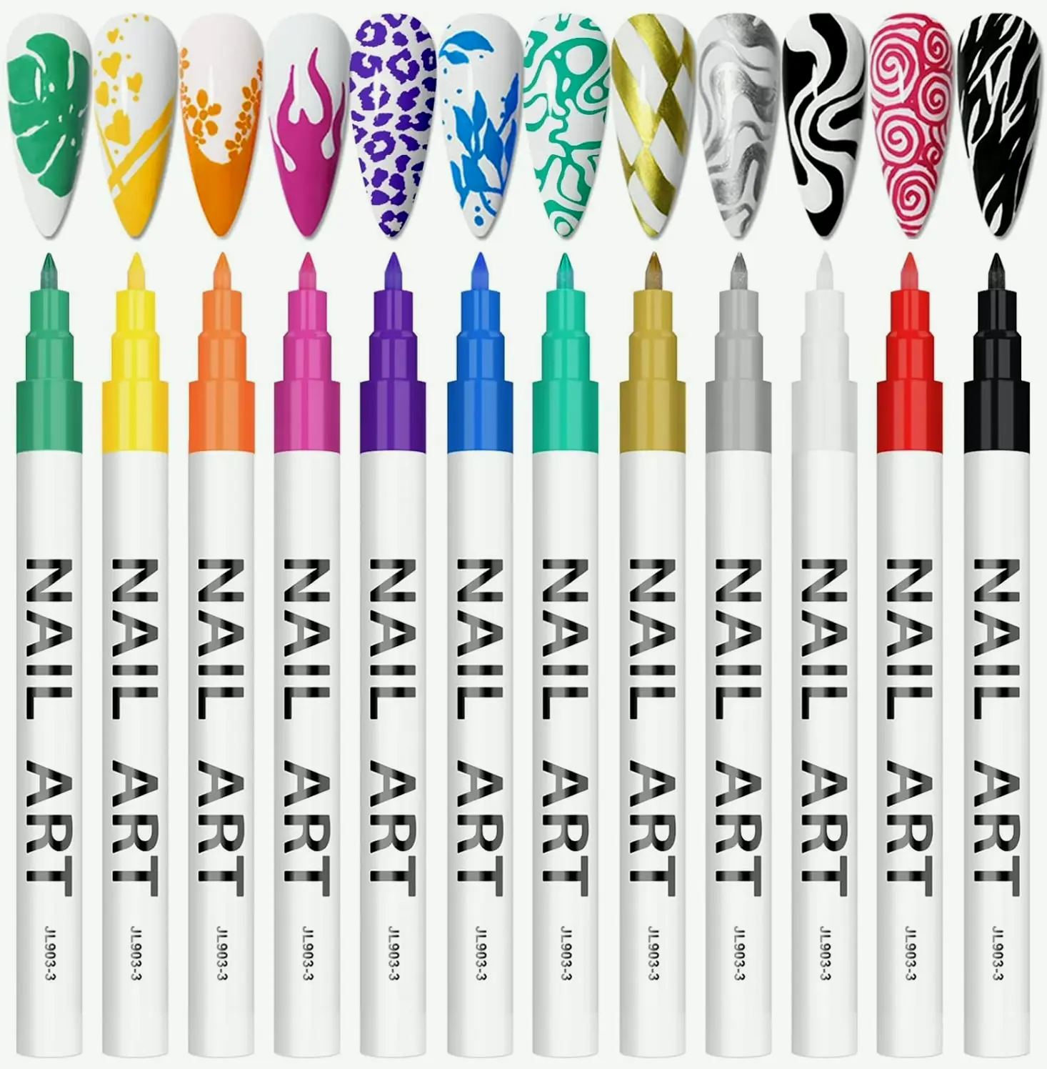 12 Color 3D Nail Art Pens Set, Kalolary's Nail Polish Pens for Nail Art