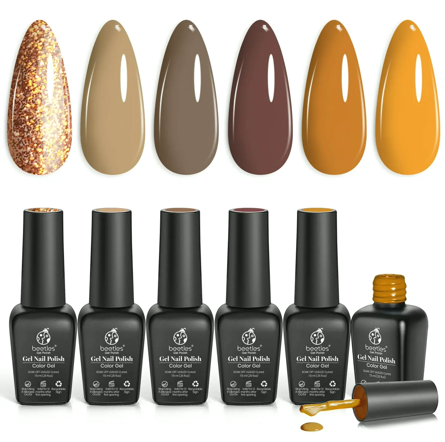 Nail Gel Polish Kit, Chocolate Brown Tones