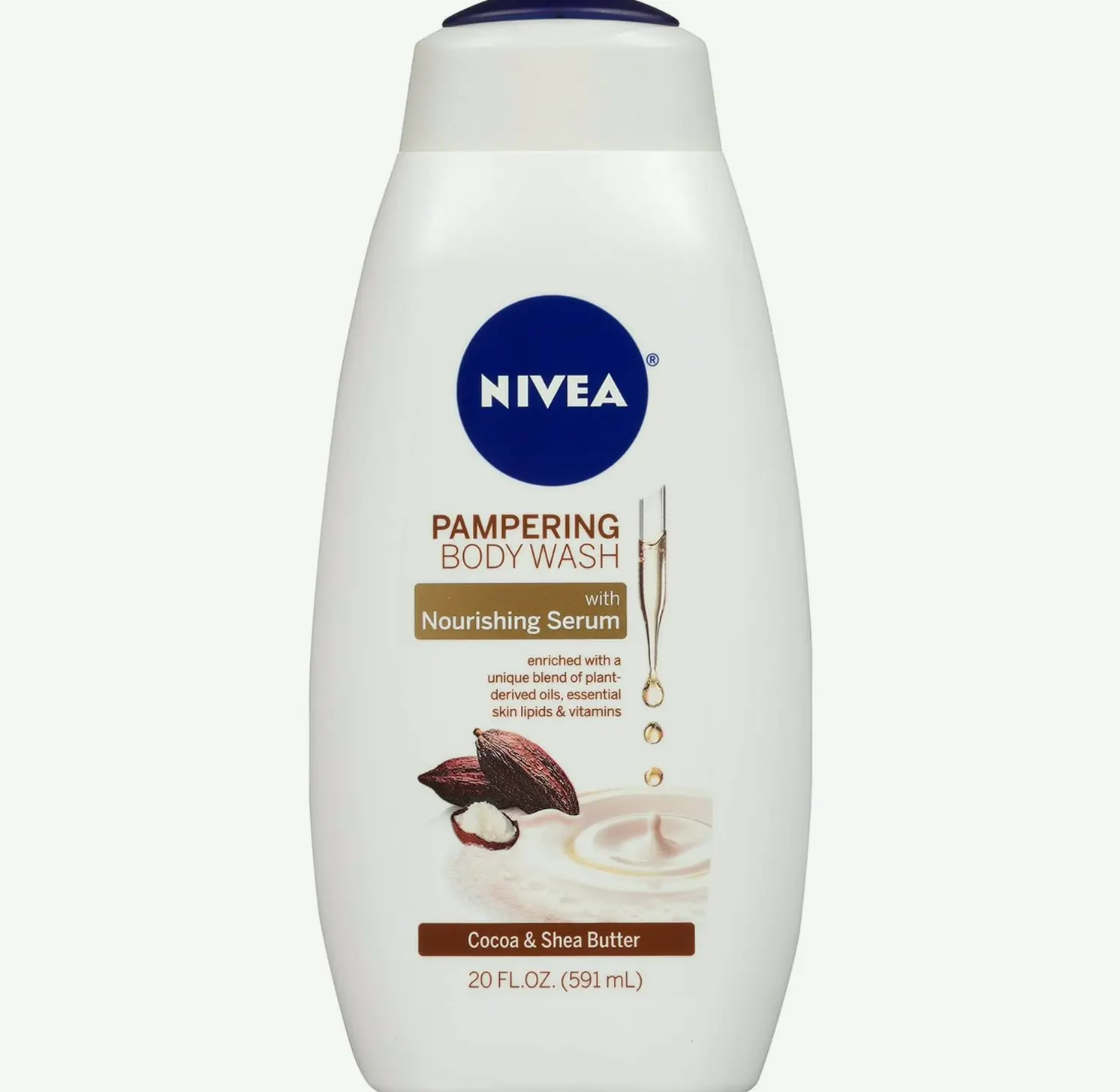 Nivea Cocoa & Shea Butter-Enriched Pampering Wash with Nourishing Serum, 20 Fl Oz