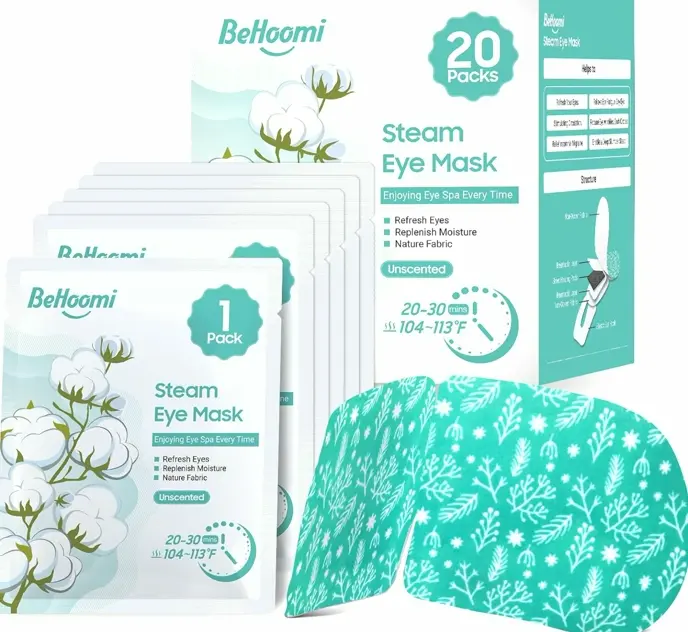 Set of 20 Steam Heated Eye Masks, Self Heating, Unscented