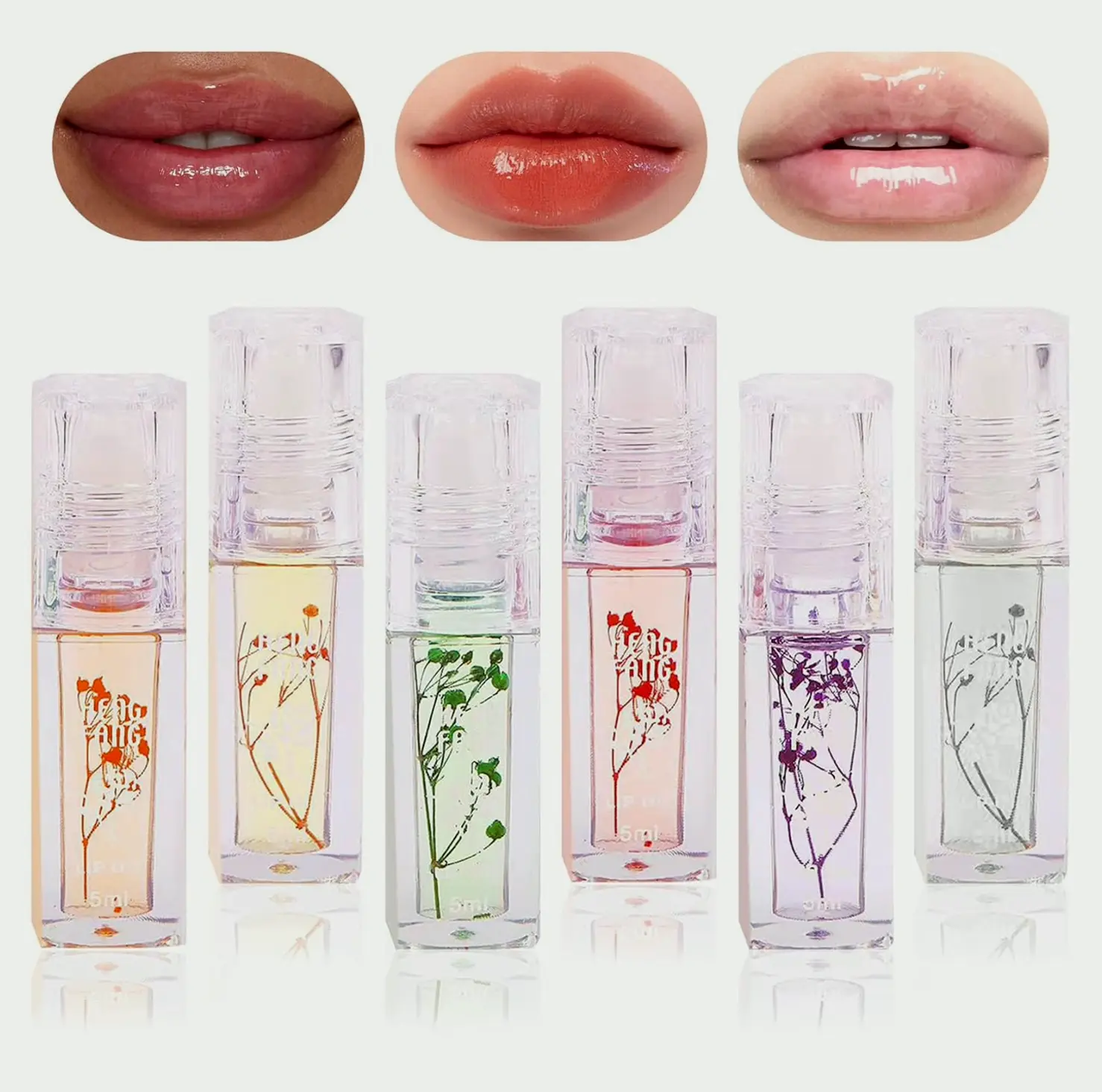 6 Set Lip Oil Set: Hydrating, No-Sticky, Shiny & Colored