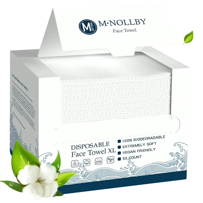 Disposable Face Cloth Makeup Remover Wipe, Biodegradable, Large Soft Towels 50 Pack