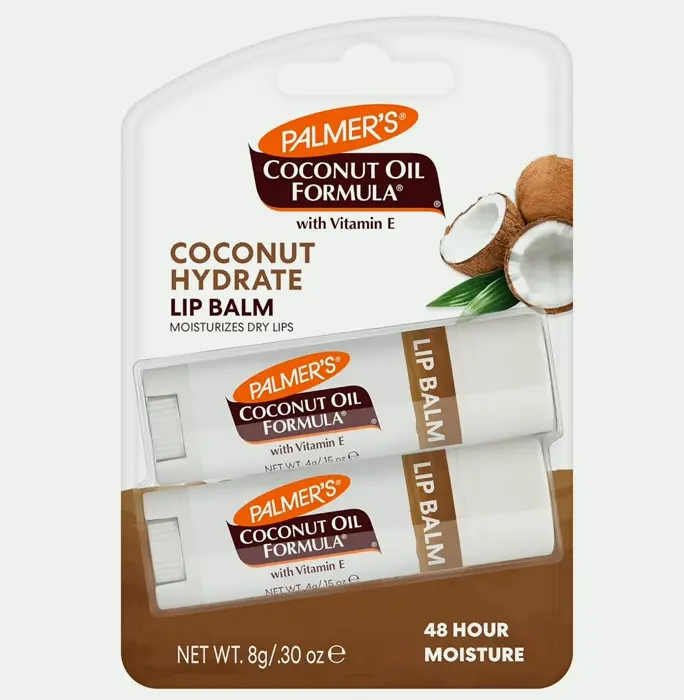 Coconut Lip Balm Set with SPF 15, Moisturizes Chapped Pouts (Pack of 2)