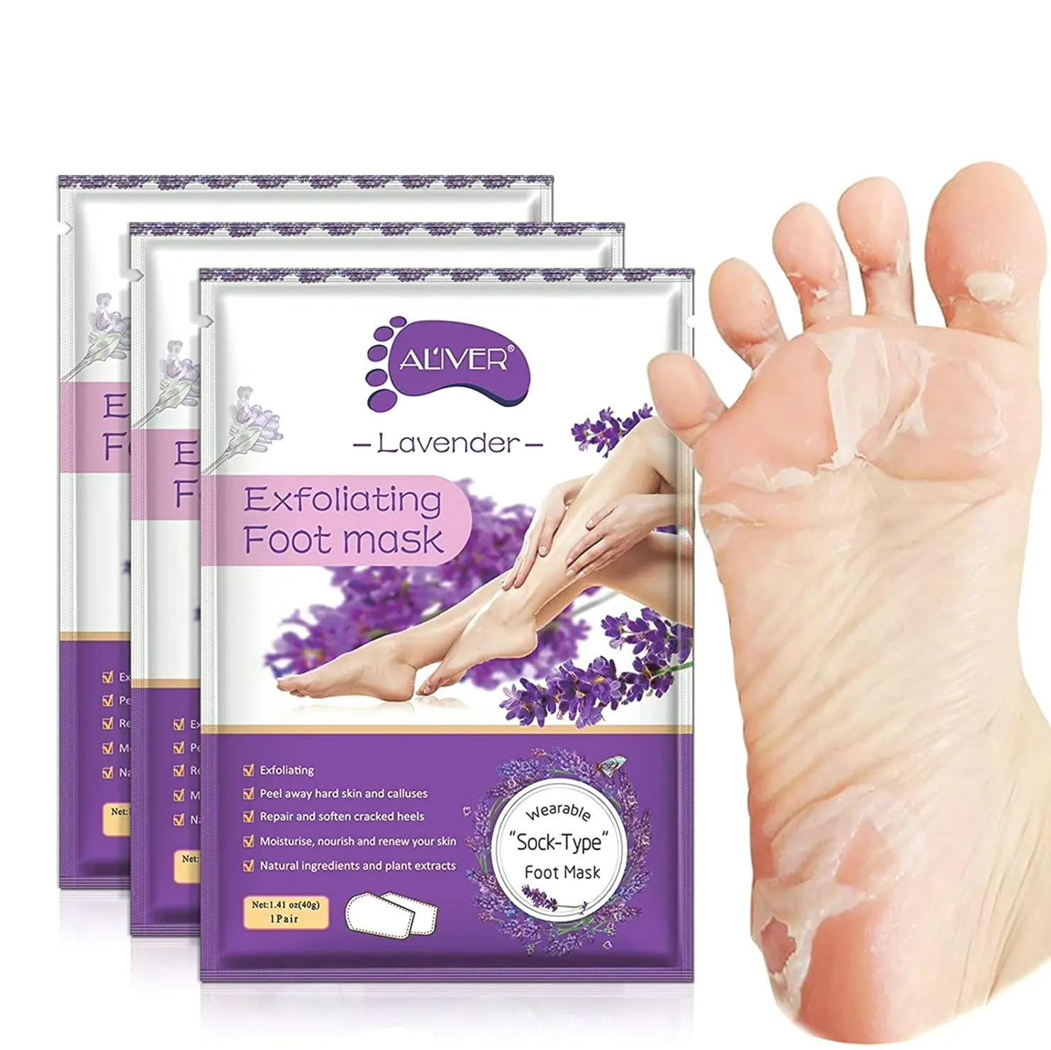 Foot Peel Mask - Pack of 3, Soft Feet for Men & Women