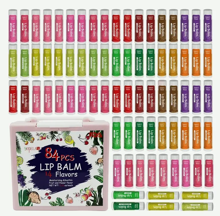 Bulk Set Natural Lip Balm with Vit E and Coconut Oil - 14 Flavors