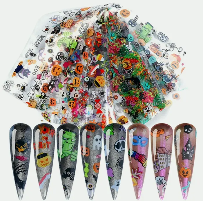 Halloween Manicure Foil Decals Set - Pumpkin Motifs