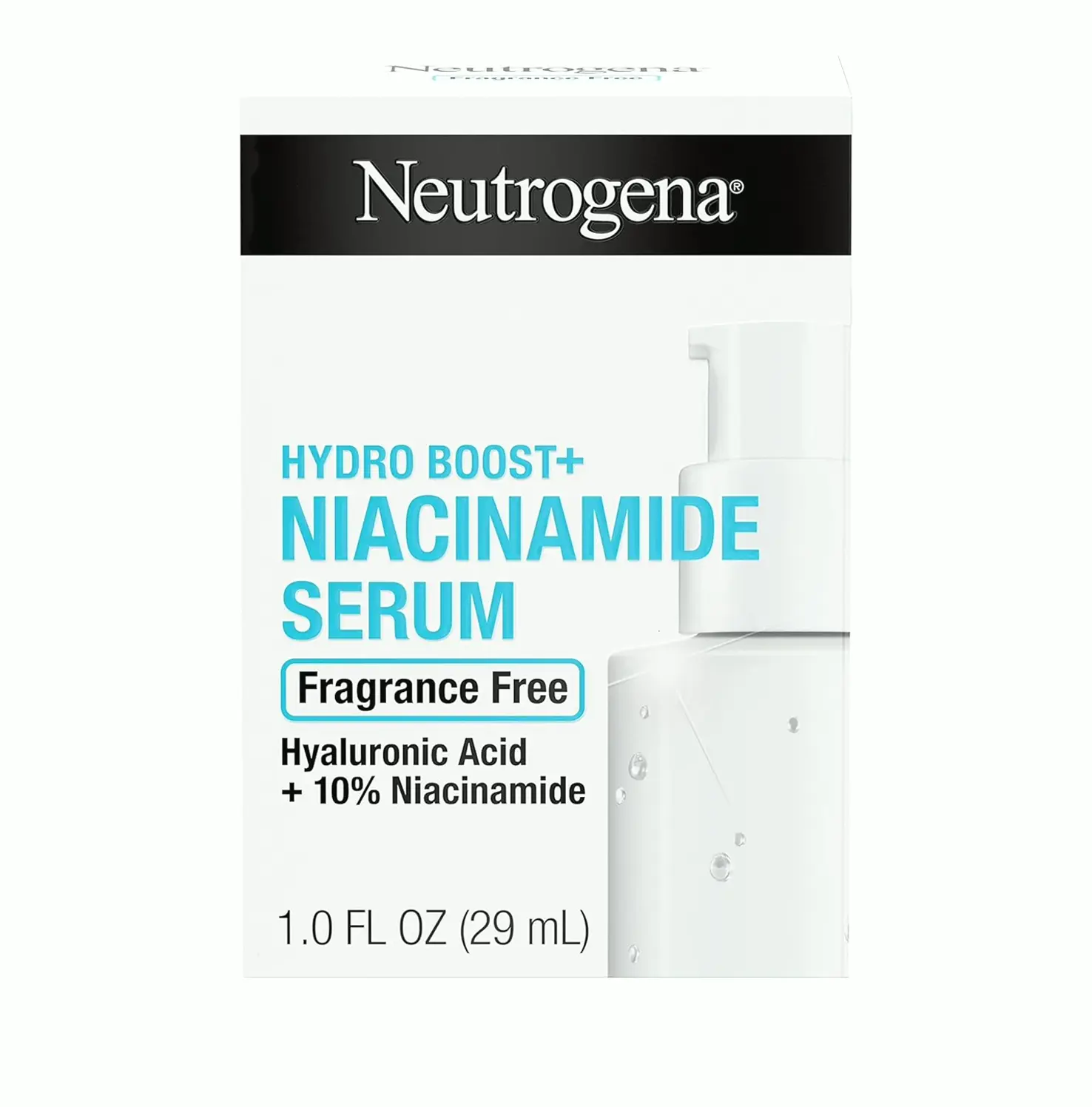 Neutrogena Facial Serum with Hyaluronic Acid + Niacinamide, Fragrance-Free, 1 oz